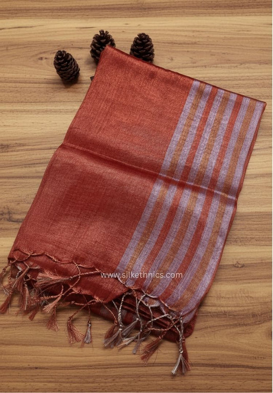 Rust orange Raaga handloom tissue saree - Vamika