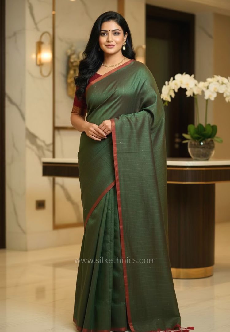 Sage Green pure handloom mulcotton Ruhani saree