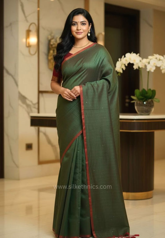 Sage Green pure handloom mulcotton Ruhani saree
