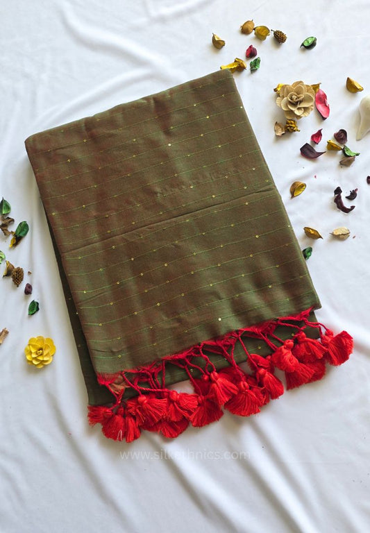 Sage Green pure handloom mulcotton Ruhani saree