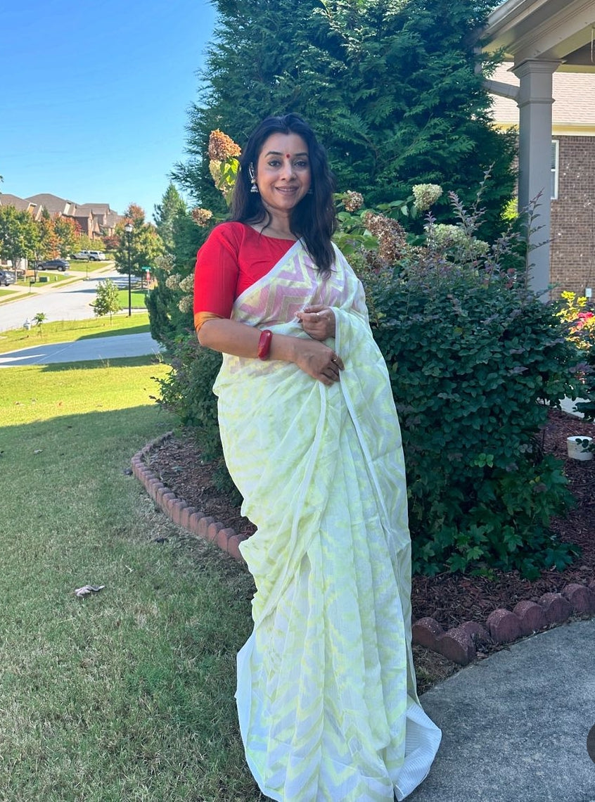Yellow gold Resham Jamdani Handwoven saree