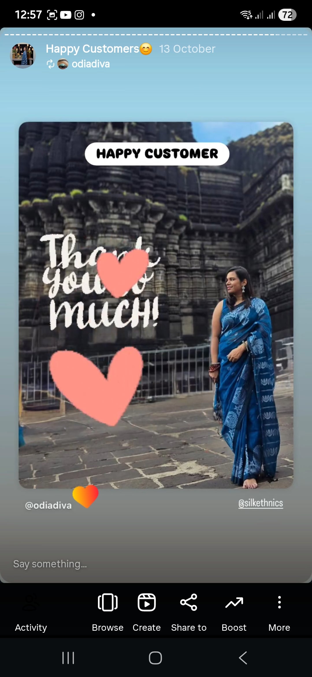 Cobalt blue pure handloom Aarti linen saree