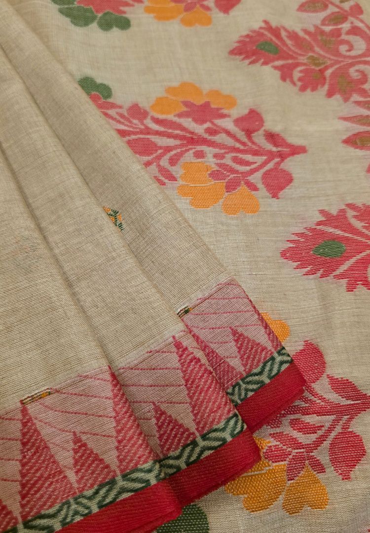 Royal Red Traditional Tangail Bengal Handweaving saree