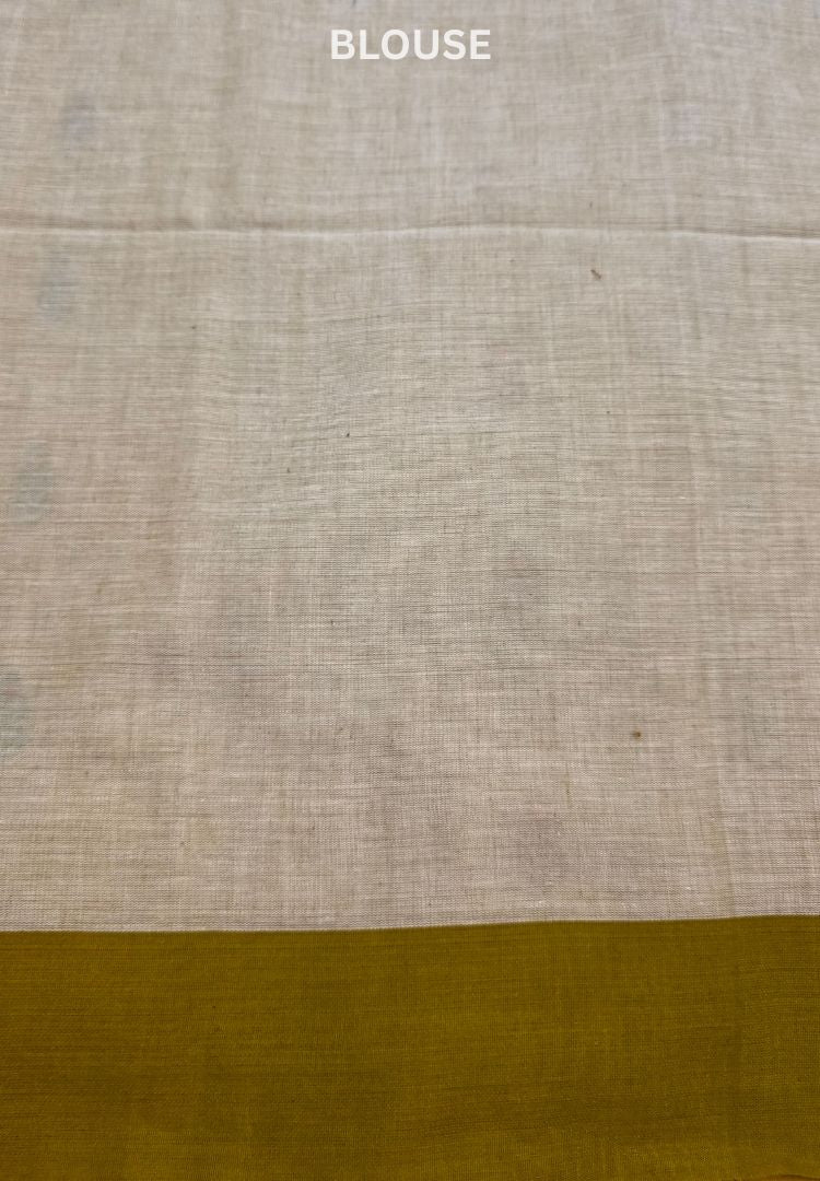 Olive Green Traditional Tangail Bengal Handweaving saree