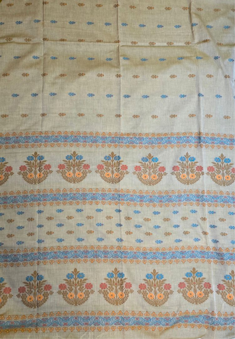 Olive Green Traditional Tangail Bengal Handweaving saree