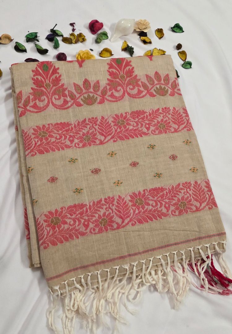 Royal Red Traditional Tangail Bengal Handweaving saree