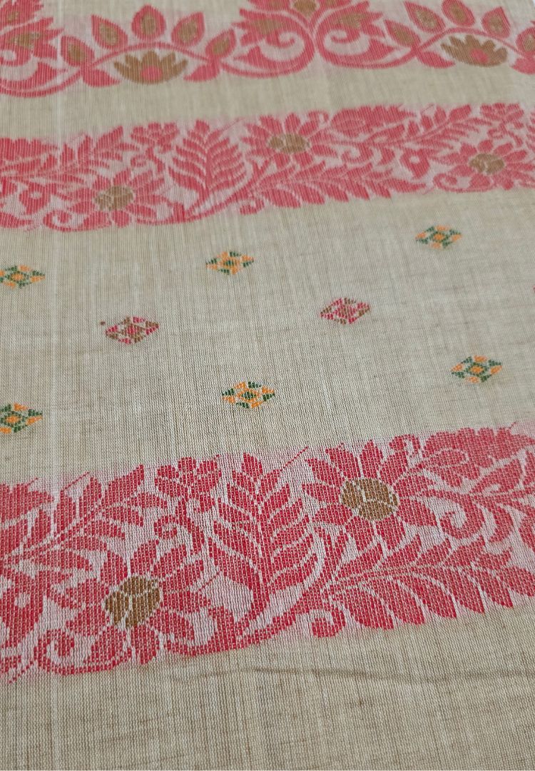 Royal Red Traditional Tangail Bengal Handweaving saree