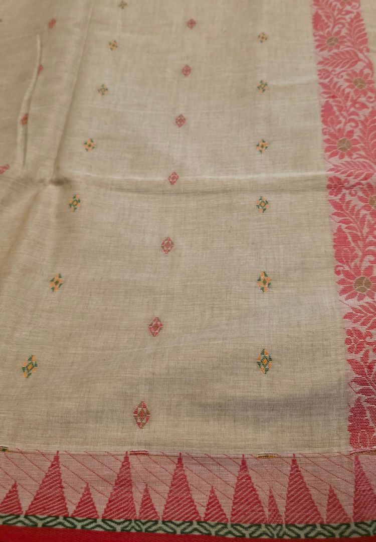 Royal Red Traditional Tangail Bengal Handweaving saree