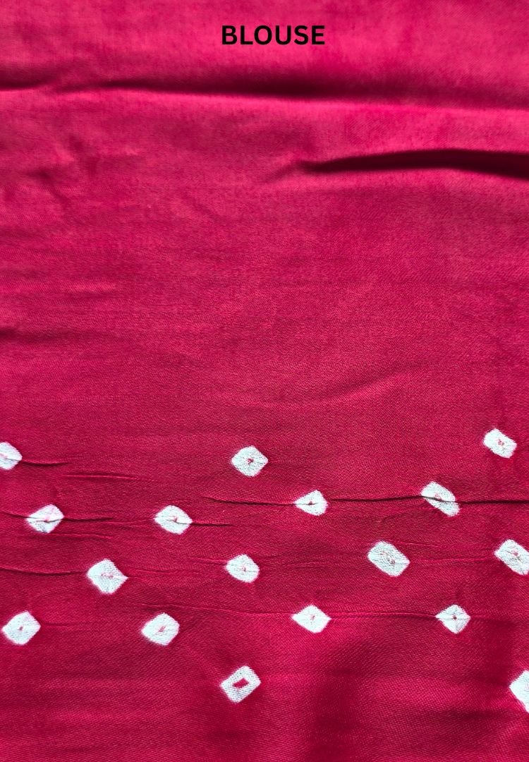 Vibrant Red Tanvi modal silk Bandhej saree