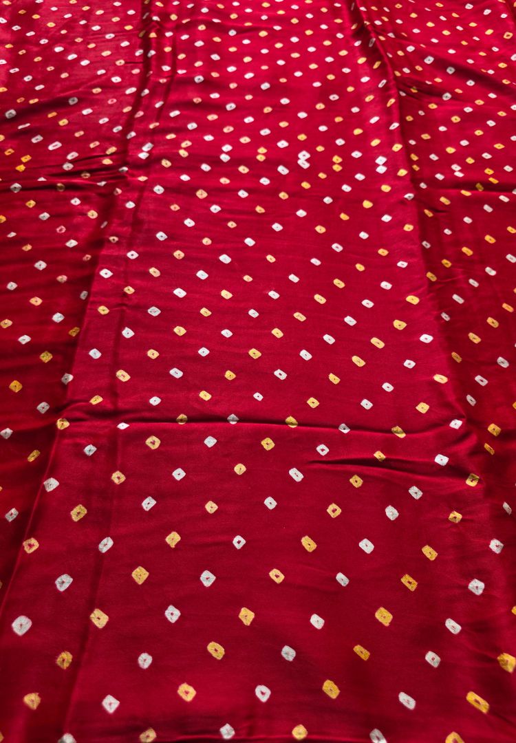 Vibrant Red Tanvi modal silk Bandhej saree