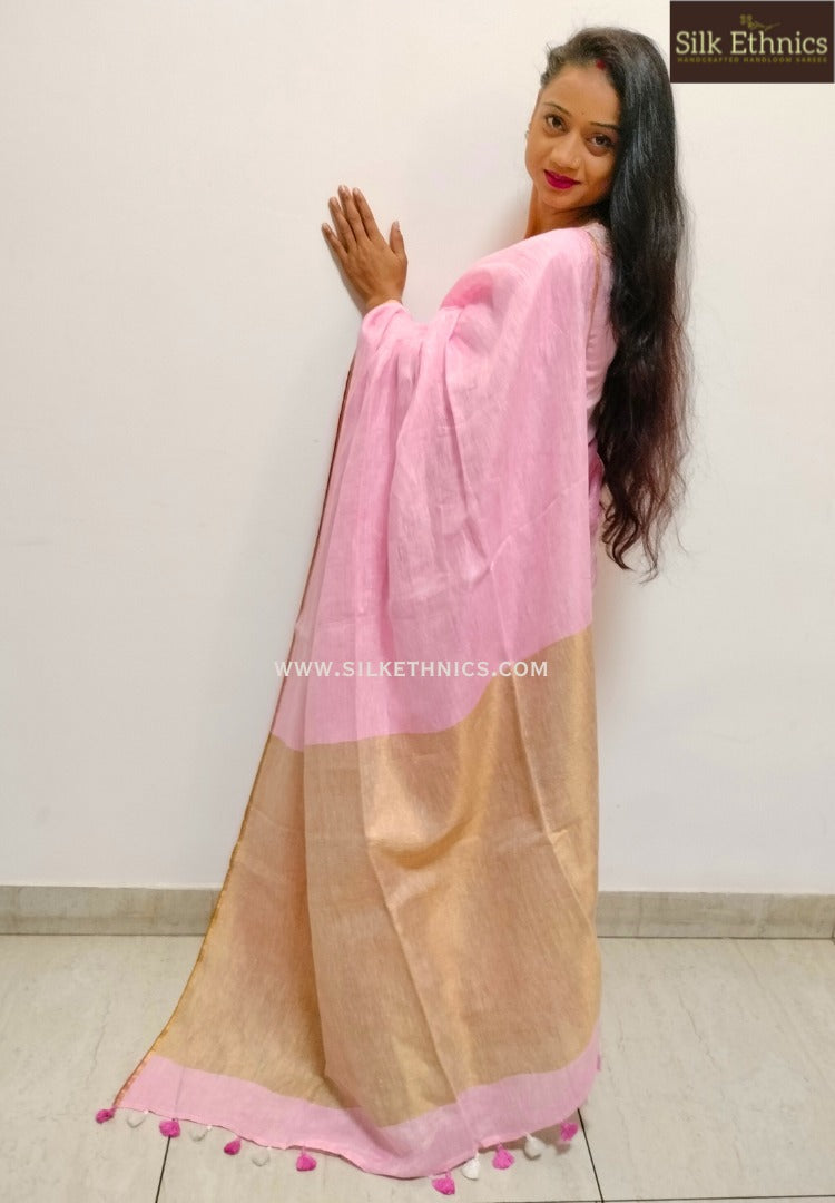 Fuchsia Pink Varnika linen saree