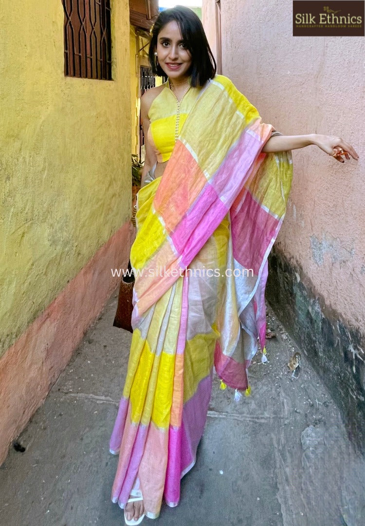 Pastel Petals Varnika linen saree