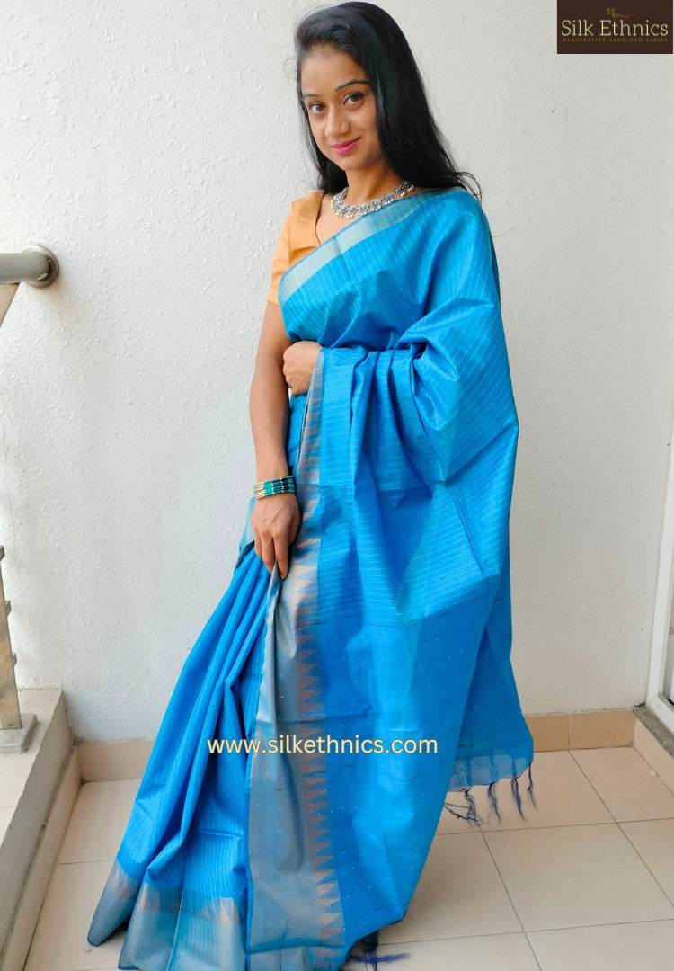 Neela Amber Raw silk saree