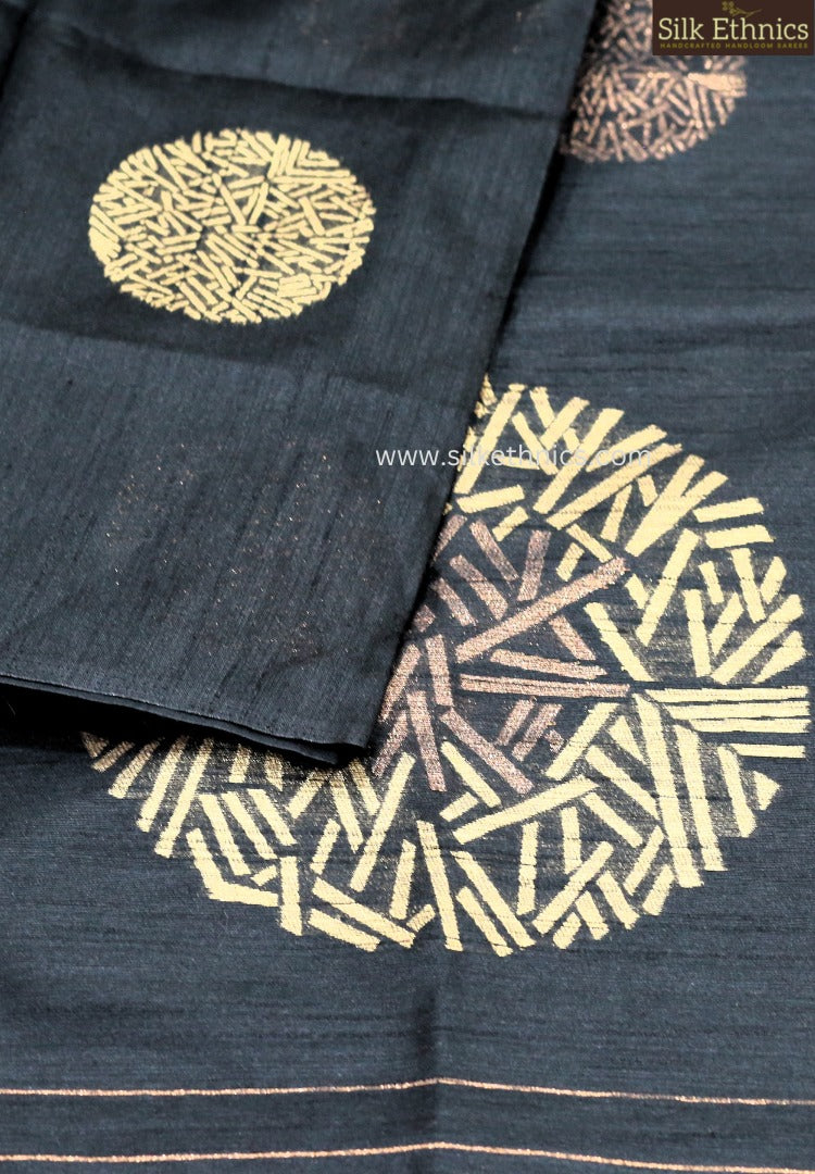 Royal black dupion silk saree