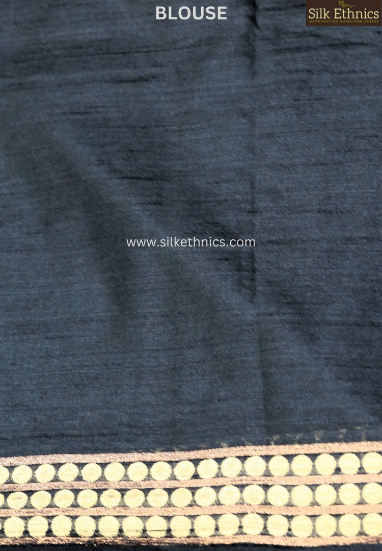 Royal black dupion silk saree