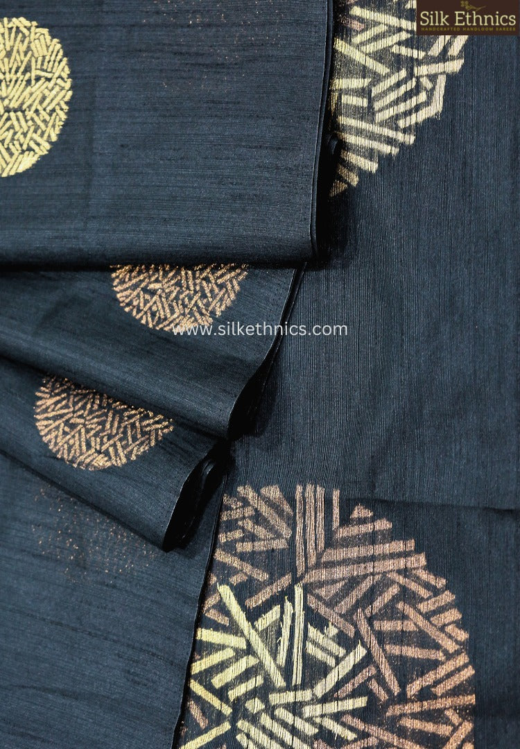 Royal black dupion silk saree