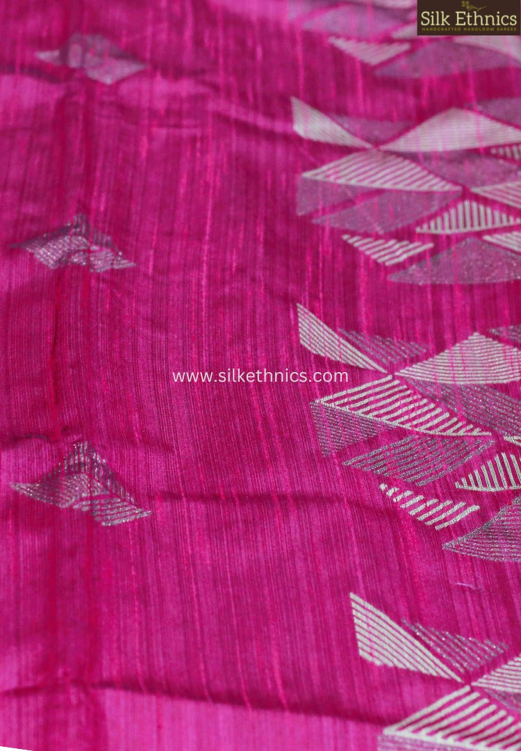 Fuscia pink dupion silk saree