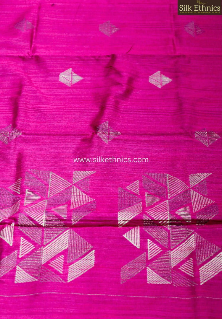 Fuscia pink dupion silk saree