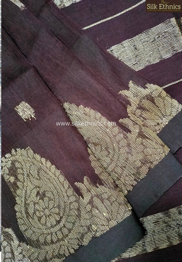 Rich wine Aarti linen saree