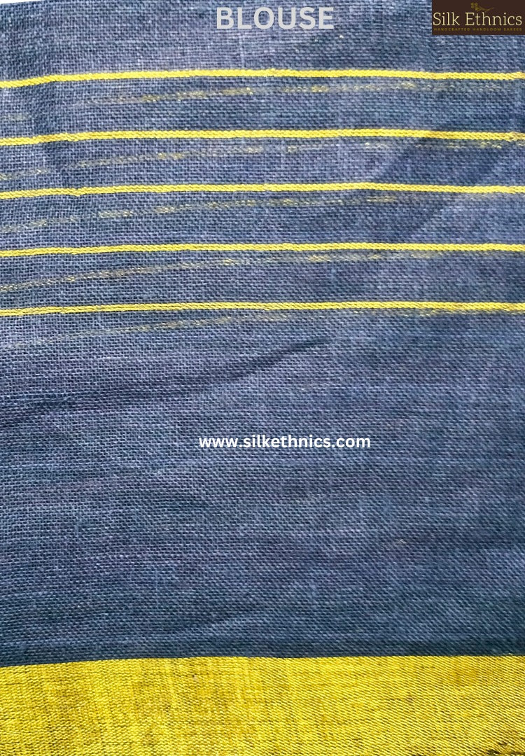 Midnight blue Varnika linen saree