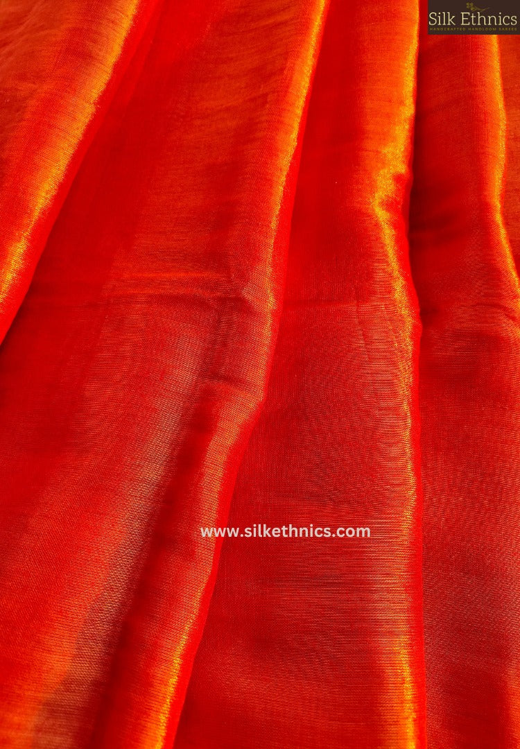 Golden orange Raga tissue saree