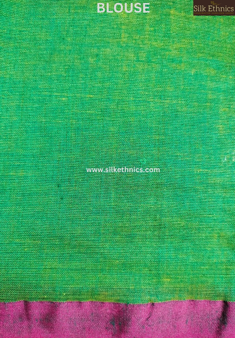 Dualtone green Pure Handloom saree