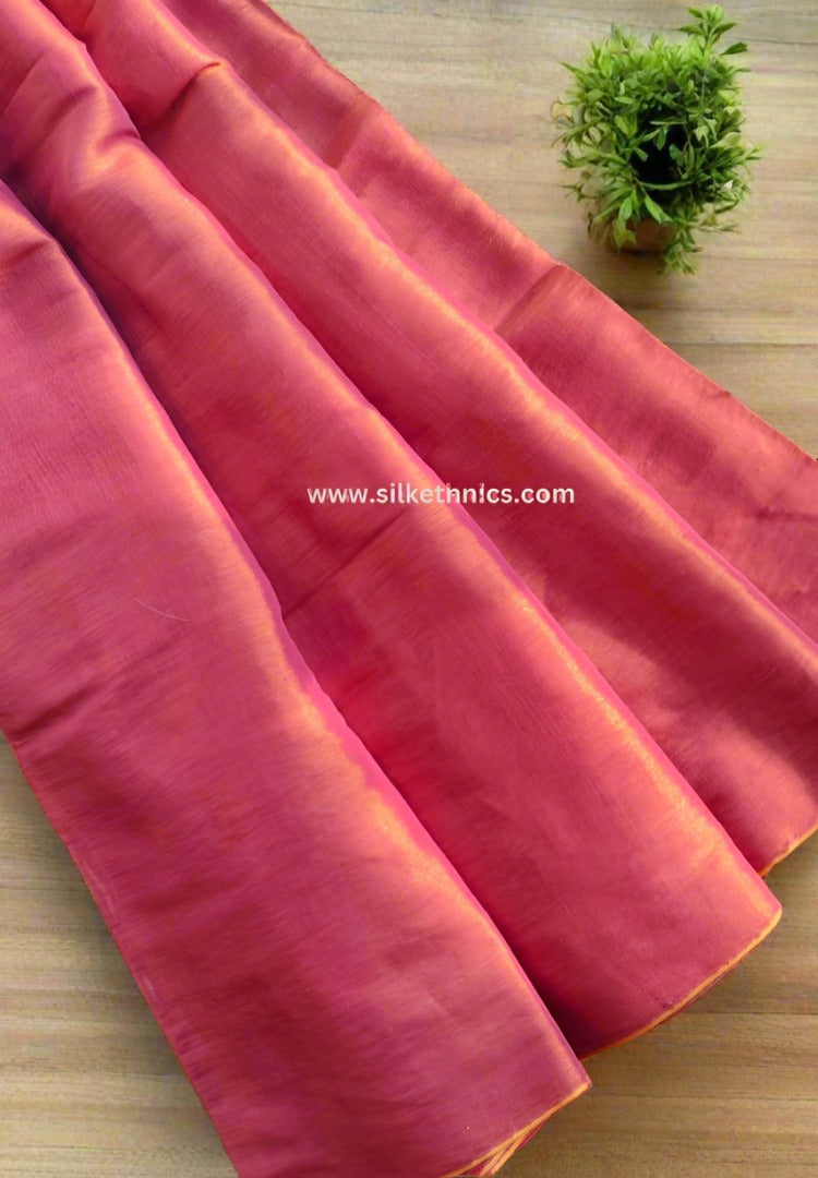 Pink and gold Raga tissue saree