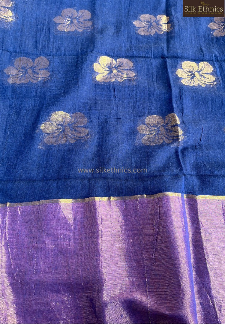 Egyptian blue Japa mulcotton saree