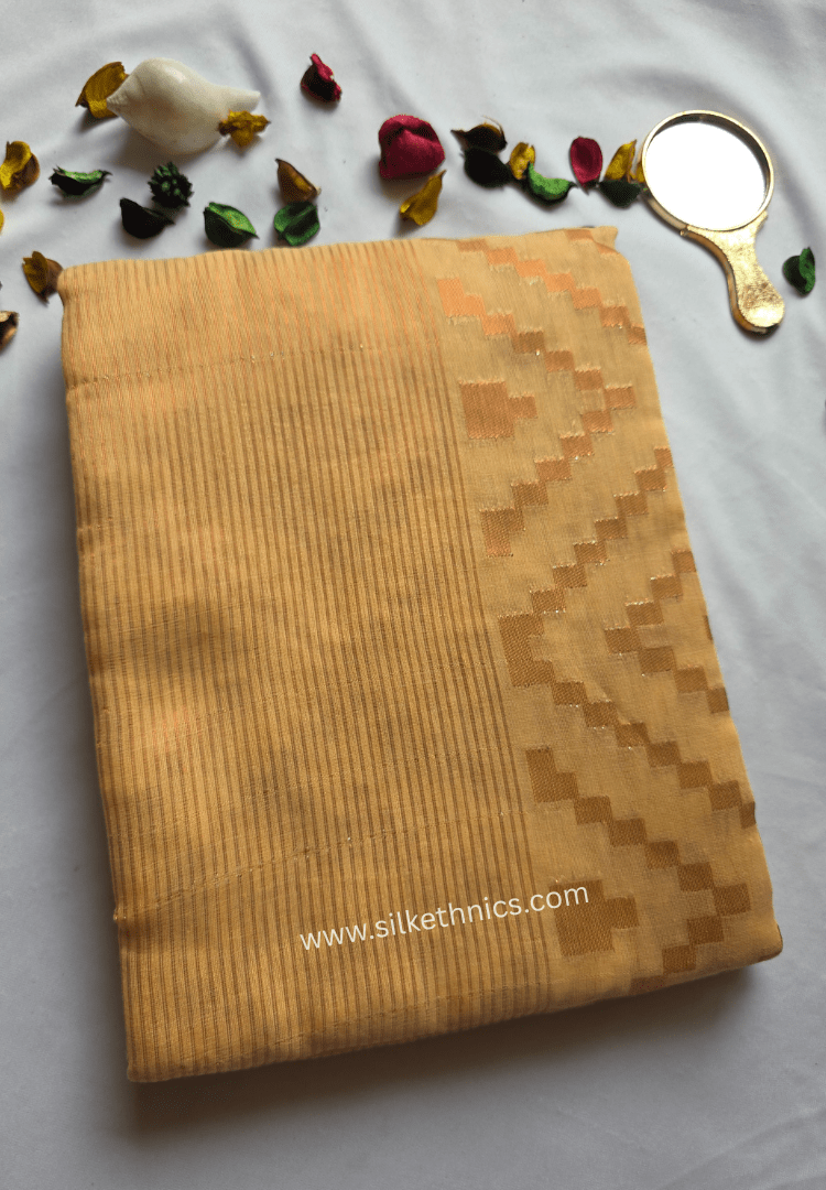 Beige Gold Resham Jamdani Handwoven saree