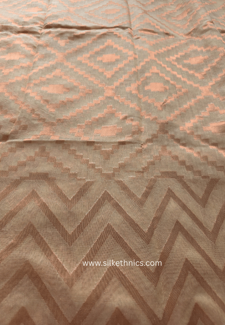 Beige Gold Resham Jamdani Handwoven saree