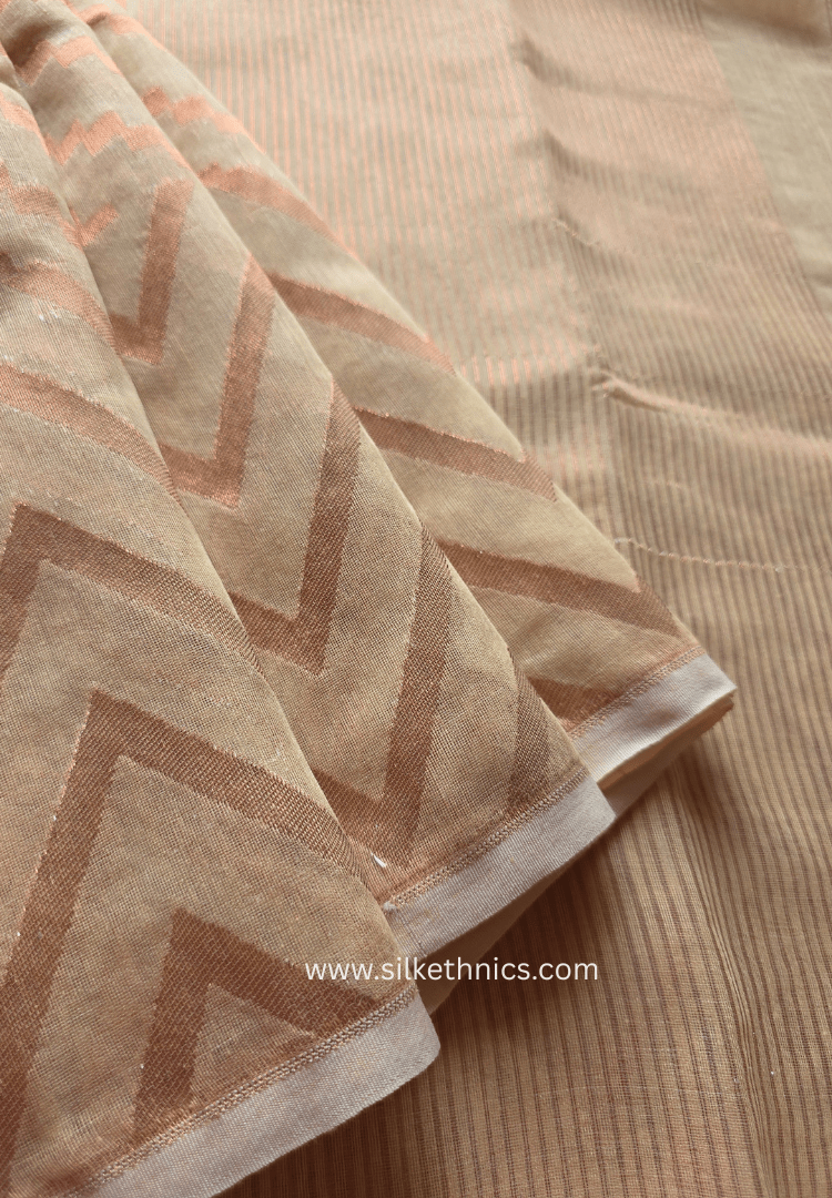 Beige Gold Resham Jamdani Handwoven saree