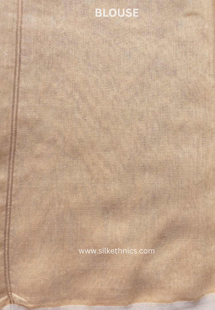 Beige Gold Resham Jamdani Handwoven saree