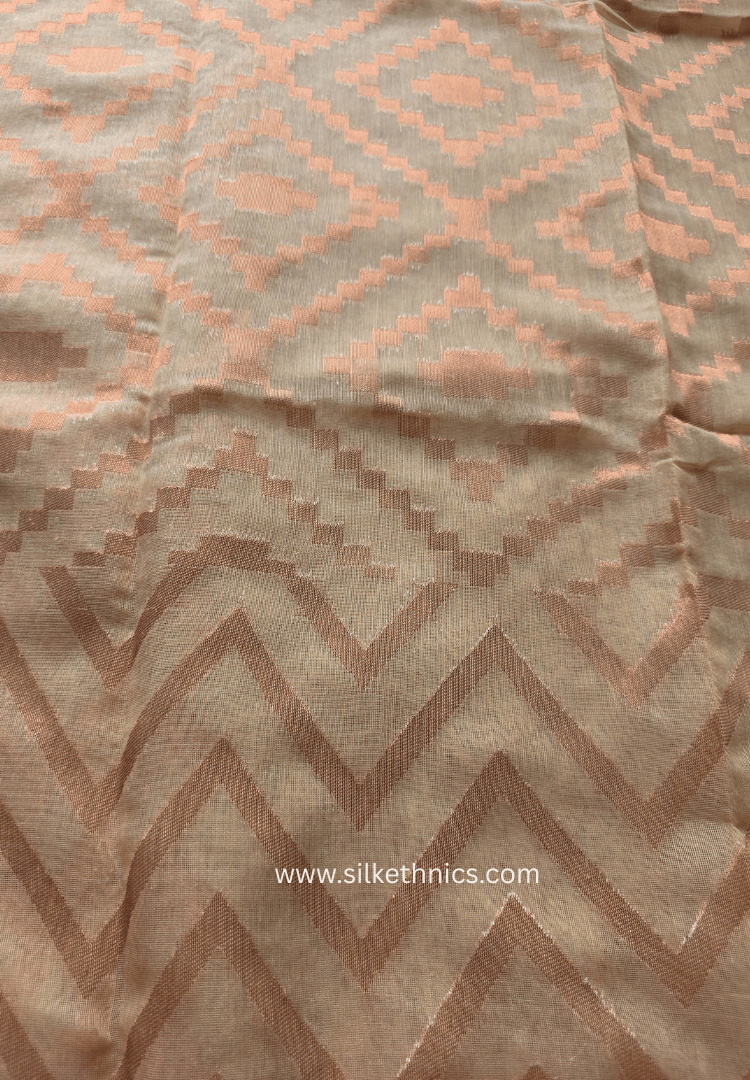 Beige Gold Resham Jamdani Handwoven saree