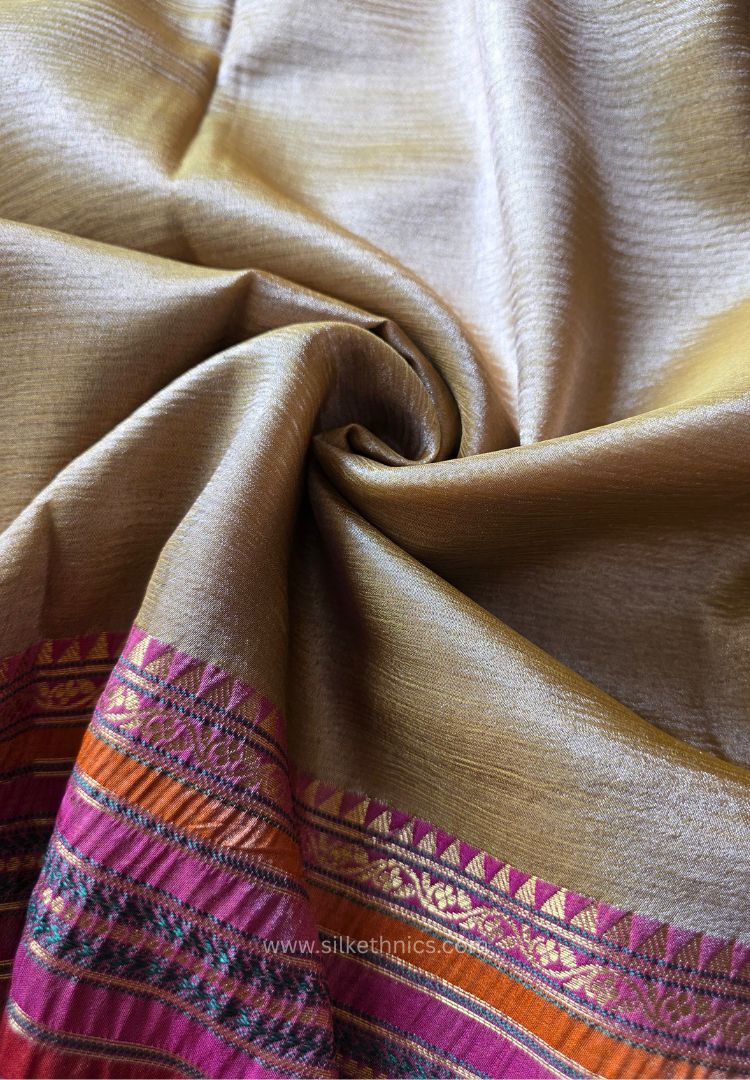 Antique Gold Banarasi Crushed Tissue saree