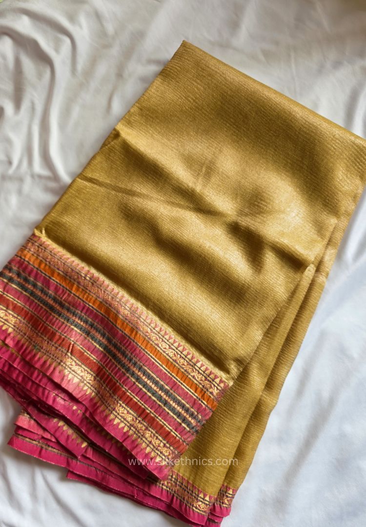 Antique Gold Banarasi Crushed Tissue saree