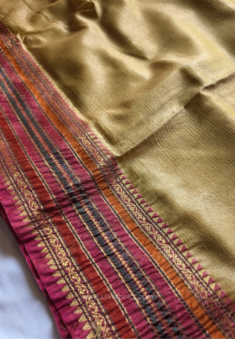 Antique Gold Banarasi Crushed Tissue saree