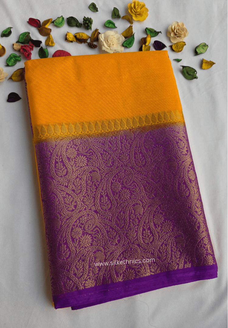 Amber Yellow Banarasi Warm Silk Zari Weaving saree