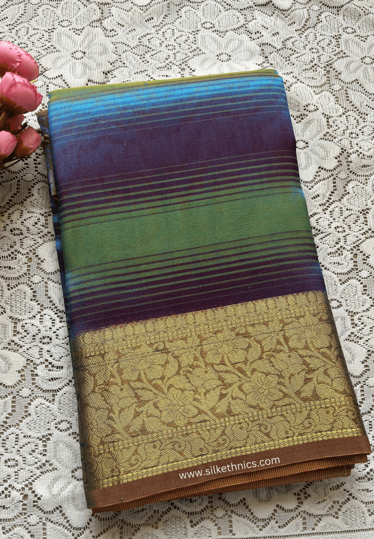 Azure Blue tissue organza Banarasi saree