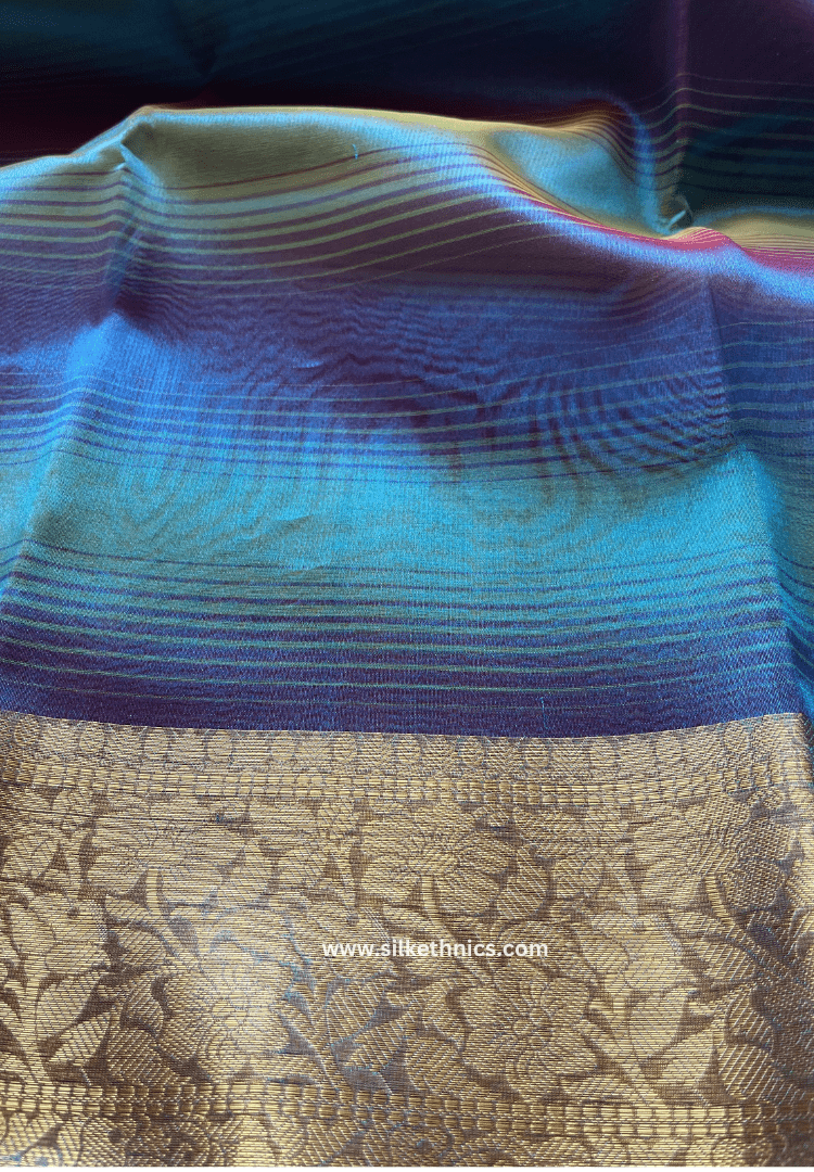 Azure Blue tissue organza Banarasi saree