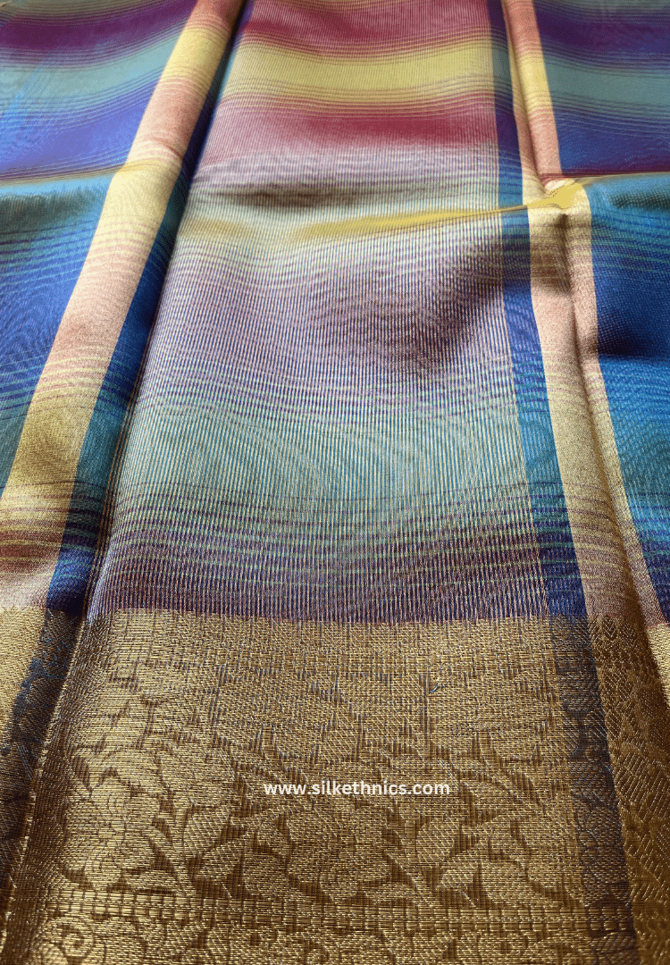 Azure Blue tissue organza Banarasi saree