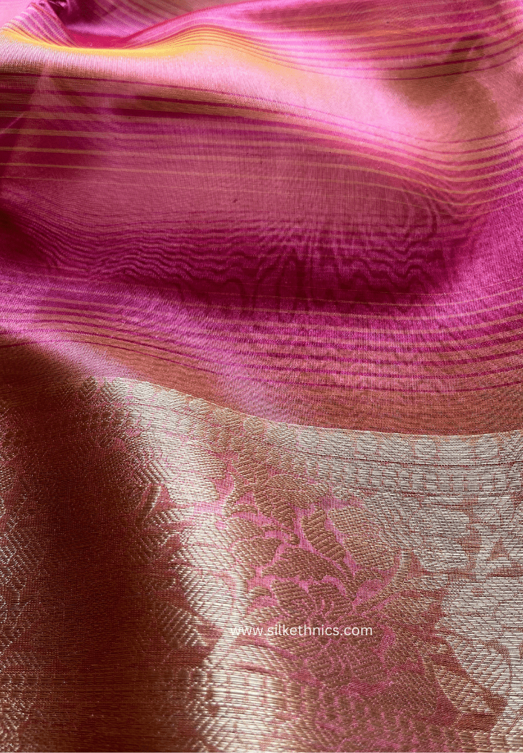 Deep Pink tissue organza Banarasi saree