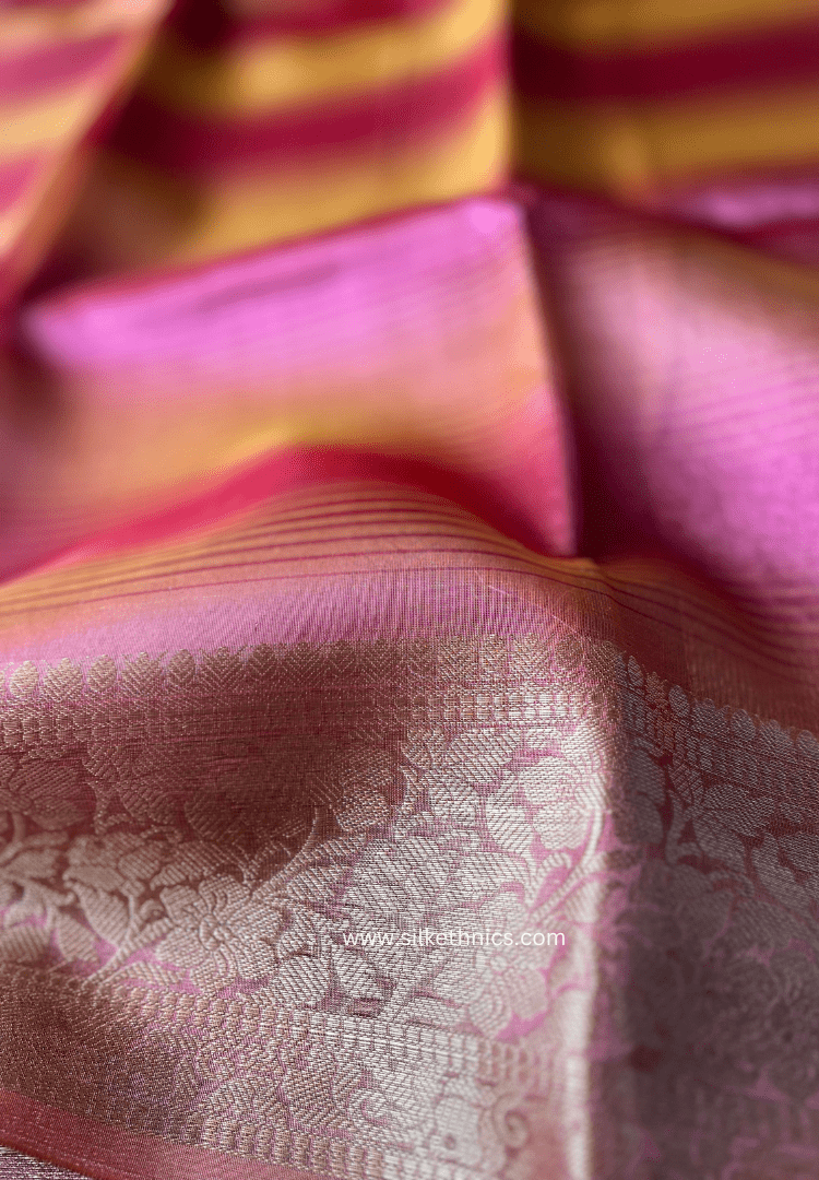 Deep Pink tissue organza Banarasi saree