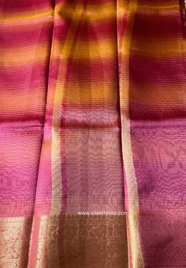 Deep Pink tissue organza Banarasi saree