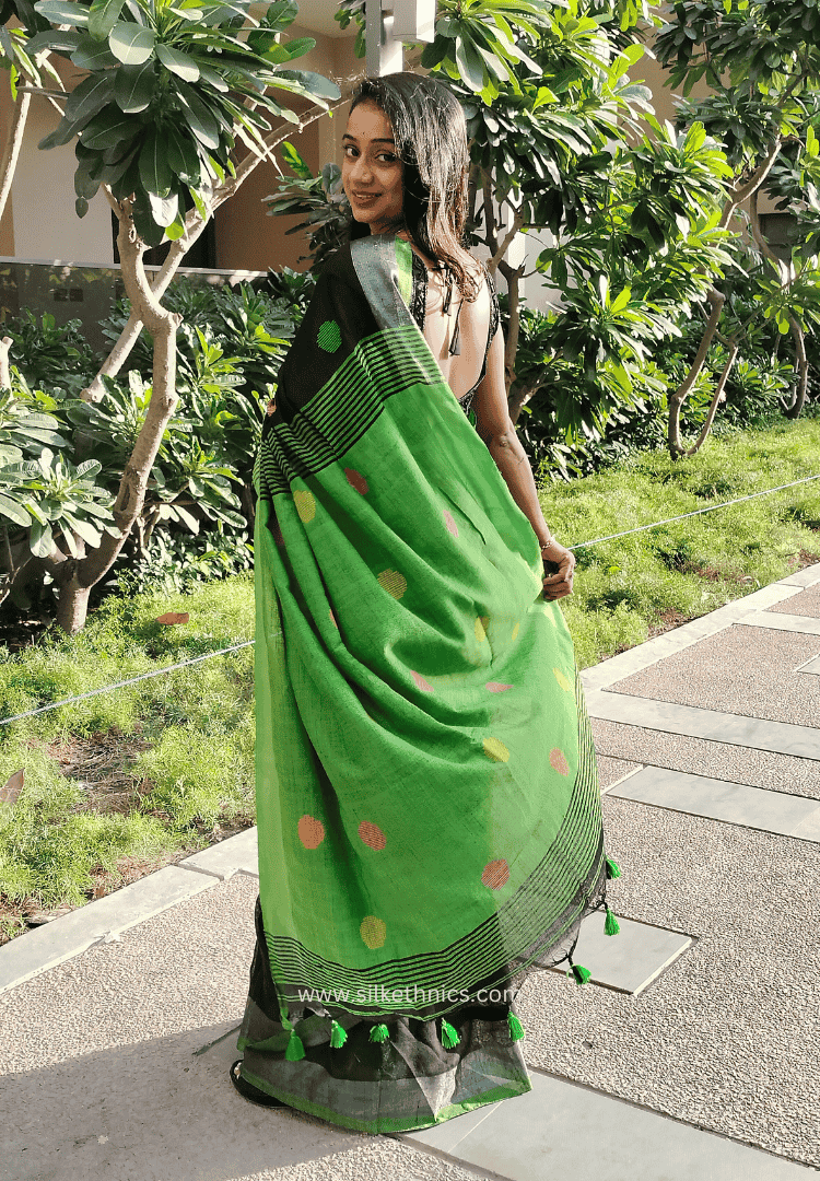 Black and green Nayika handloom saree
