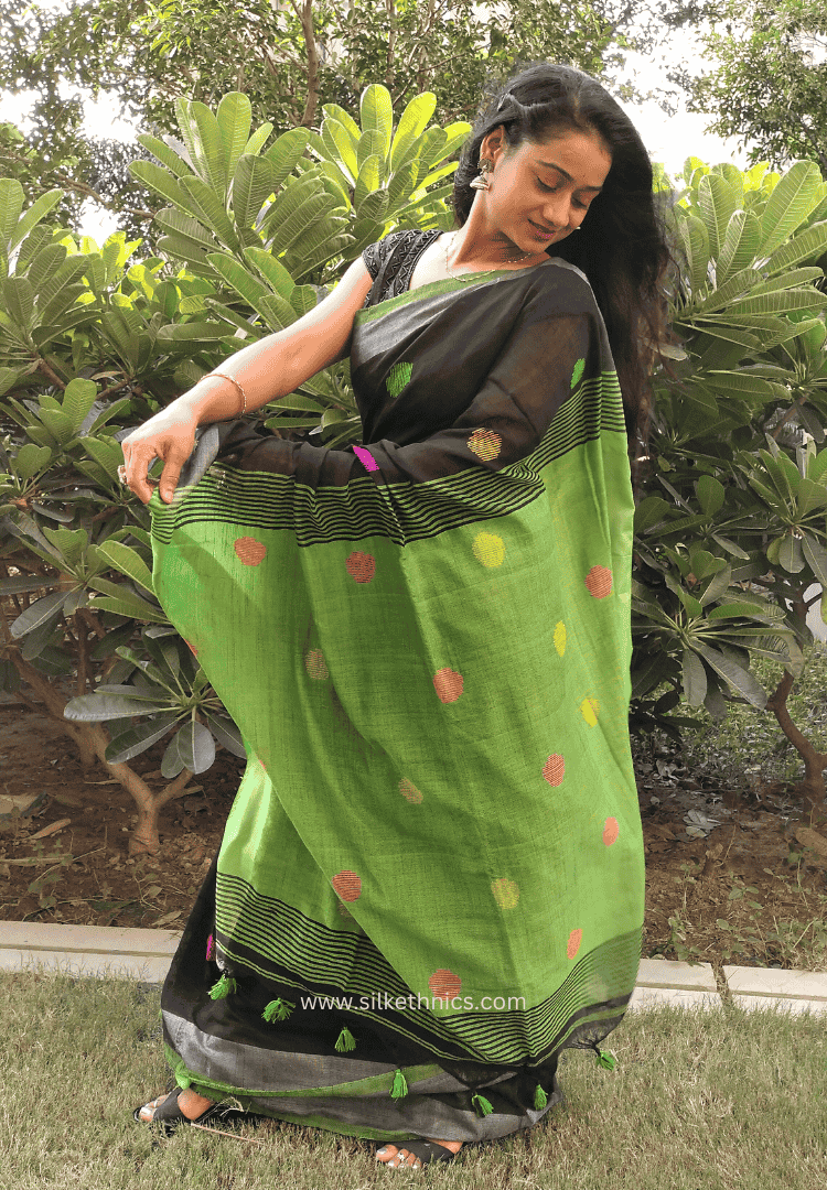 Black and green Nayika handloom saree