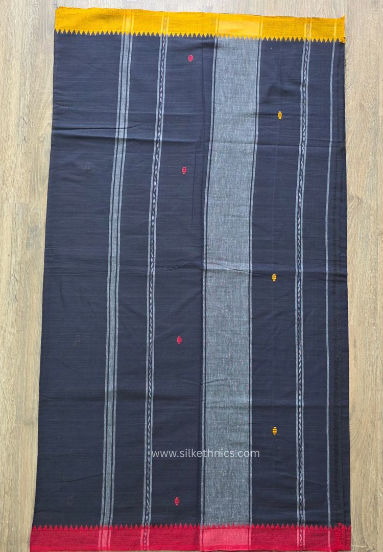 Dark Navy Dhaniakhali Handloom Cotton saree