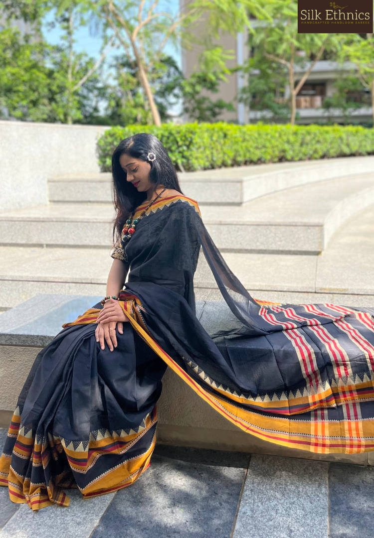 Black and gold Narayanpet saree