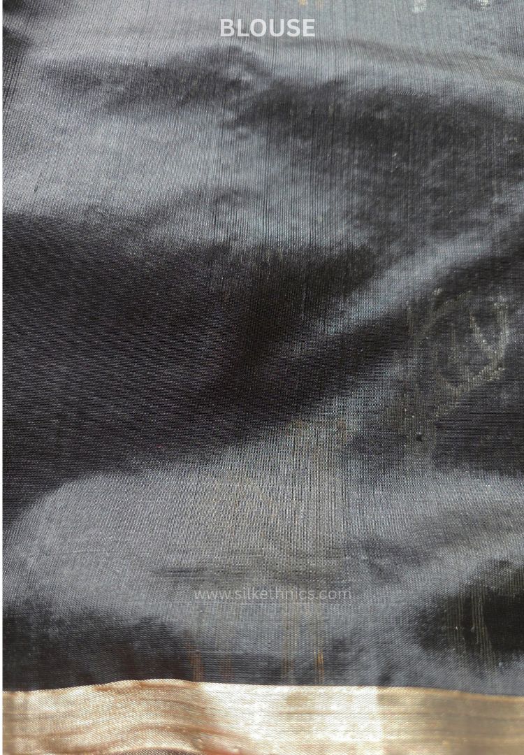 Rich Black pure handloom Chanderi silk saree