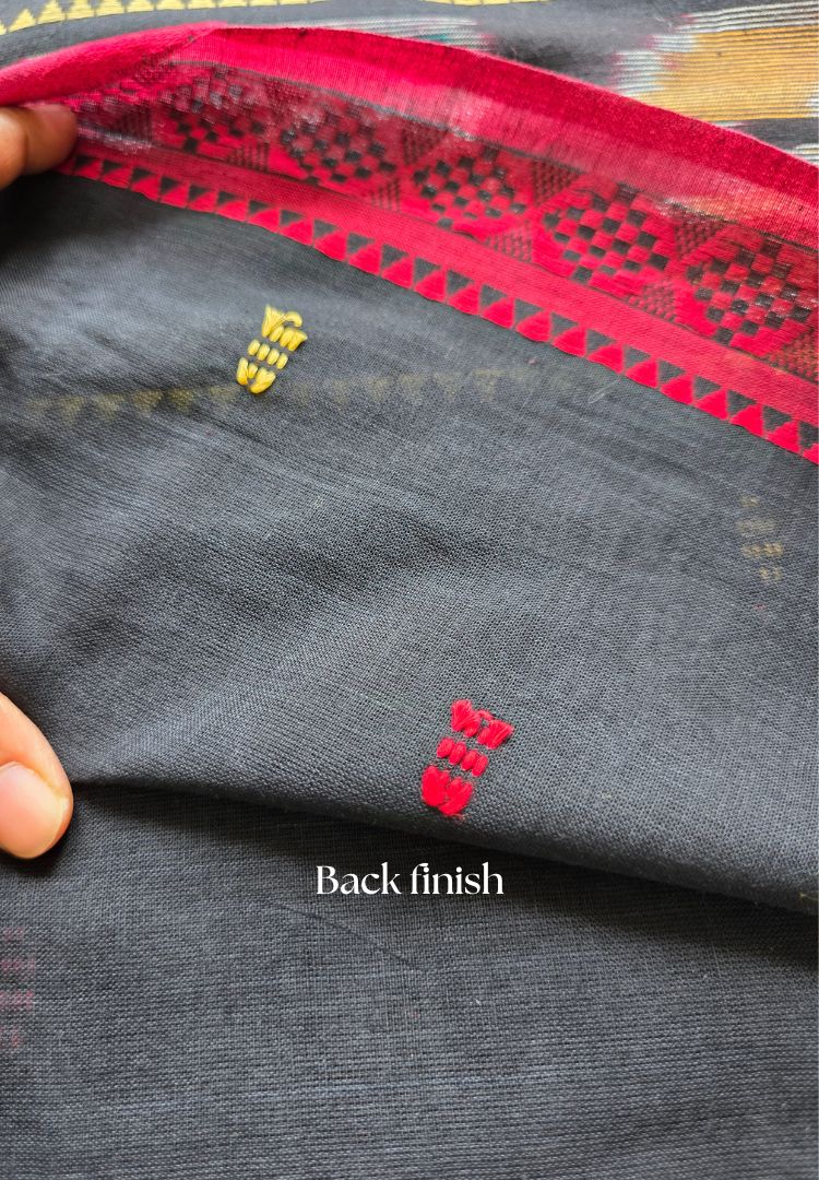 classic Black Ikkat weaving Dhaniakhali handloom cottton saree