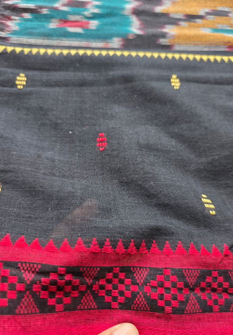 classic Black Ikkat weaving Dhaniakhali handloom cottton saree